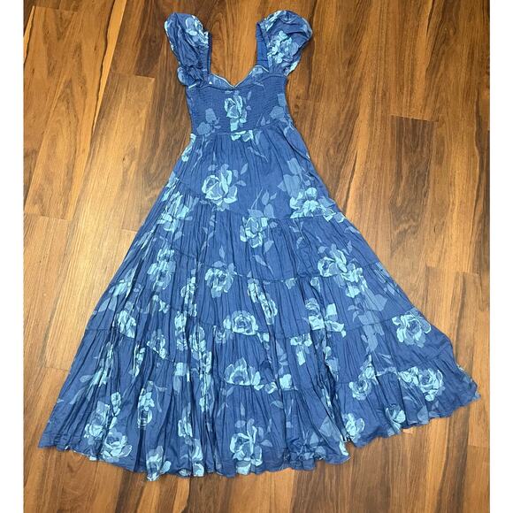 Free People Sundrenched Maxi Dress Sapphire Combo Size Medium Fairy - Picture 10 of 11